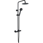 Mist Round Thermostatic Bar Mixer w/Riser Kit - Matt Black