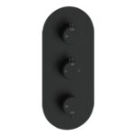 Mist Thermostatic Two Outlet Triple Shower Valve - Matt Black