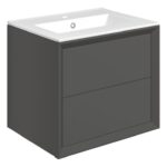 Apex 610mm Wall Hung 2 Drawer Basin Unit & 1TH Thin Edge Basin - Matt Clay