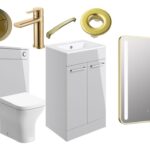 Unify 510mm F/S Furniture Pack - Grey Gloss w/Brushed Brass Finishes