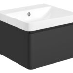 Elite 500mm Wall Hung 1 Drawer Basin Unit & Basin - Matt Black