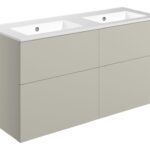 Linea 1210mm Wall Hung 4 Drawer Basin Unit & 0TH Basin - Matt Latte