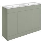 Linea 1210mm Floor Standing 4 Door Basin Unit & 0TH Basin - Matt Olive Green