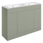 Linea 1210mm Floor Standing 4 Door Basin Unit & 2TH Basin - Matt Olive Green