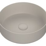 Cascade 355mm Ceramic Round Washbowl & Waste - Matt Latte