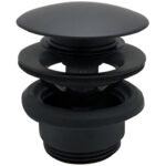 Vema Unslotted Push Button Waste - Matt Black