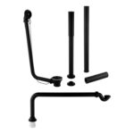 Exposed Bath Plug & Chain Waste w/Pipe Shrouds - Matt Black