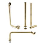 Exposed Bath Plug & Chain Waste w/Pipe Shrouds - Brushed Brass