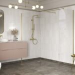 Elite 500mm Wetroom Side Panel & Arm - Brushed Brass