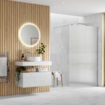 Elite 800mm Fluted Wetroom Panel & Support Bar - Chrome