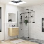 Elite Optional 300mm Wetroom Hinged Splash Panel - Matt Black