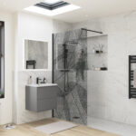 Elite 1200mm Leaf Design Wetroom Panel - Matt Black
