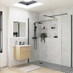 Elite 700mm Wetroom Side Panel & Arm - Matt Black