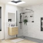 Elite 500mm Wetroom Panel & Support Bar - Matt Black