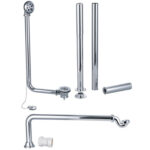 Exposed Bath Plug & Chain Waste w/Pipe Shrouds - Chrome
