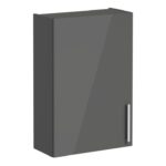 VitrA Root Flat 60cm 1 Door Upper/Wall Unit (LH Hinge) - Anthracite High Gloss