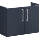 VitrA Root Flat 80cm 2 Door Wall Hung Slim Washbasin Unit - Matt Dark Blue