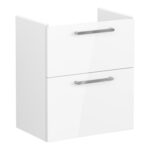 VitrA Root Flat 60cm 2 Drawer Slim Washbasin Unit - High Gloss White