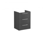 VitrA Root Flat 60cm 3 Drawer Washbasin Unit - Matt Storm Grey