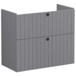VitrA Root Groove 80cm 2 Drawer Slim Washbasin Unit - Matt Grey