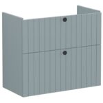 VitrA Root Groove 80cm 2 Drawer Slim Washbasin Unit - Matt Fjord Green