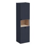 VitrA Root Groove 40cm 2 Door Semi-Tall Unit w/Laundry Basket (RH Hinge) - Matt Dark Blue