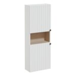 VitrA Root Groove 55cm 2 Door Semi-Tall Unit (LH Hinge) - Matt Light Grey