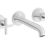 VitrA Origin Classic Wall Mounted 3-Hole Basin Mixer - Brushed Gold