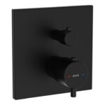 VitrA Root Square Integrated Thermostatic 2-Way Shower Mixer Valve - Matt Black