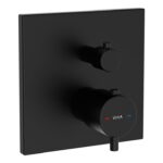VitrA Root Square Integrated Thermostatic 1-Way Shower Mixer Valve - Matt Black