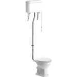 Summit High Level WC & Satin White Wood Effect Seat w/Br.Brass Finishes