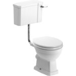 Summit Low Level WC & Satin White Wood Effect Seat w/Br.Brass Finishes